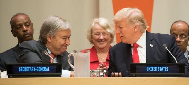 UN Security Council Antonio Guterres and American President Donald Trump at the UN./Ph. DR