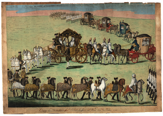 The Moroccan embassy visiting Vienna in 1783. / DR