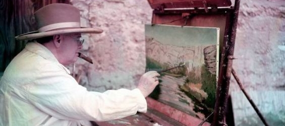Winston Churchill painting in Marrakech. / DR