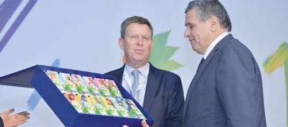 Agriculture and Fisheries minister Aziz Akhannouch with Didier Lamblin, head of Central Danone in Meknes./Ph. Saouri- Le Matin