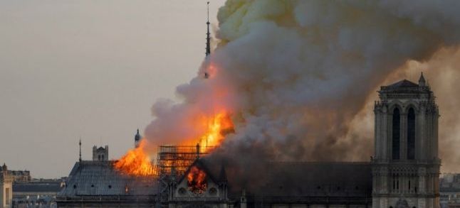French medieval catholic cathedral Notre-Dame de Paris caught fire on April 15th. / Ph. DR