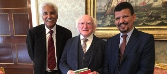 Members of the Polisario delegation with the Irish President Michael D. Higgins. / Ph. DR