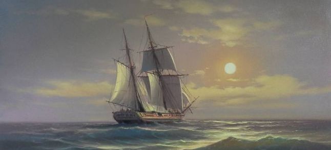 Sailing ship on the high seas / Painting: Vladimir Koval
