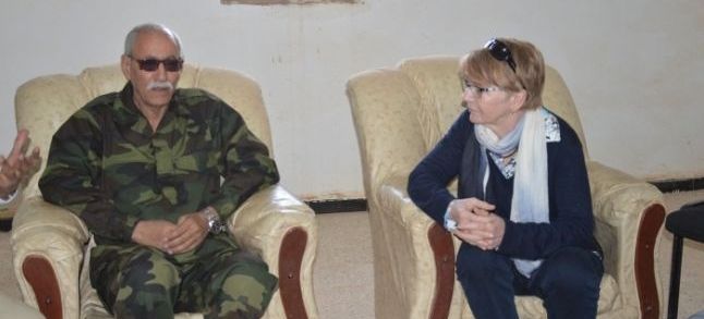 Polisario leader Brahim Ghali and a member of the European Parliament delegation./Ph. DR