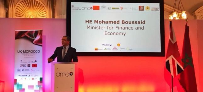 Economy and Finance minister Mohamed Boussaid at the UK-Morocco Trade and Investment Forum in London./Ph. Twitter Mohamed Boussaid