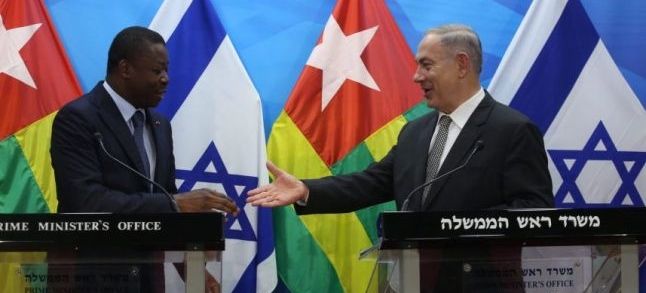 Togolese President Faure Gnassingbé with Israeli Prime Minister Benjamin Netanyahu in Jerusalem in 2016 Pool /Ph. Marc Israel Sellem 