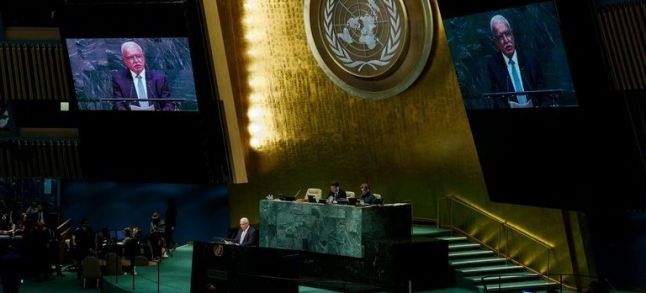 The Palestinian foreign minister, Riad Malki, addressed the United Nations General Assembly on Thursday. Credit Justin Lane/European Pressphoto Agency