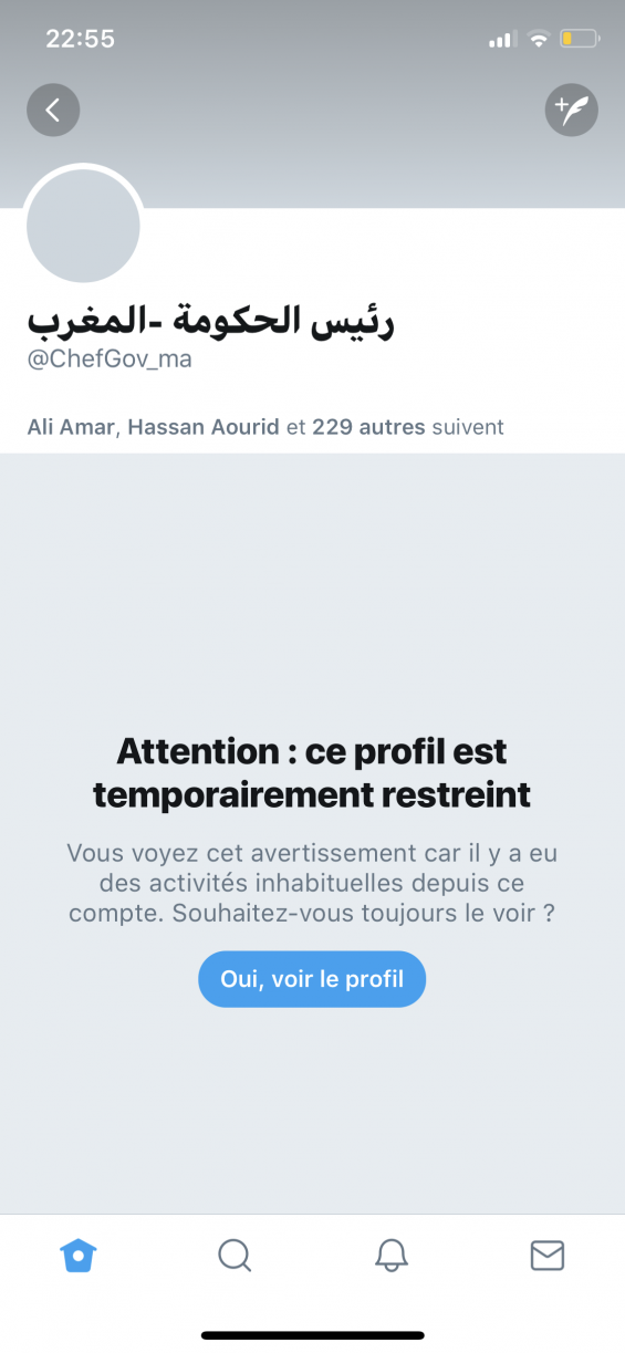 Twitter restricts access to the Moroccan Prime Minister's account