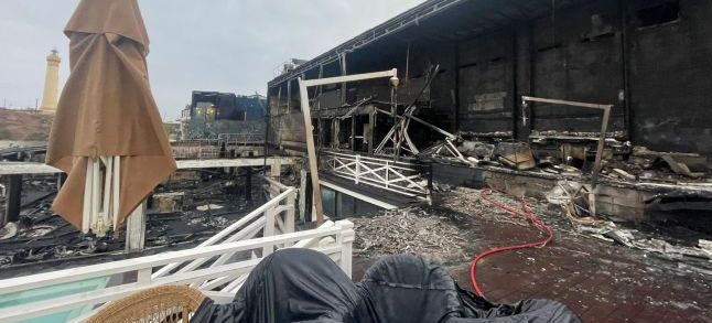Restaurant complex Corniche by Palmeraie following a fire. / Ph. DR