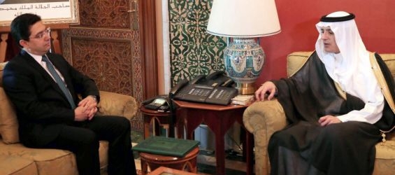 Minister of Foreign Affairs and International Cooperation, Nasser Bourita with his Saudi counterpart Adil Al Jubeir on Monday 8 May 2017 in Rabat./Ph. MAP