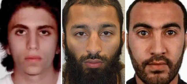 Youssef Zaghba, Khuram Butt, and Rachid Radouane respectively./Ph. The Guardian