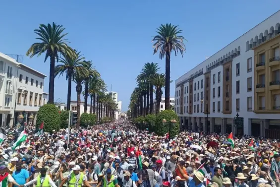 Moroccans rally in Rabat in support of Palestine and to protest the starvation of Gazans