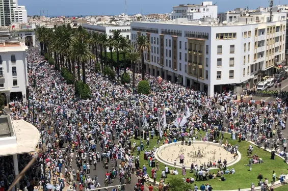 Moroccans rally in Rabat in support of Palestine and to protest the starvation of Gazans