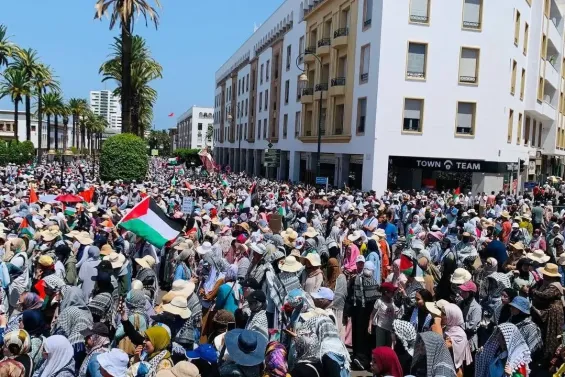 Moroccans rally in Rabat in support of Palestine and to protest the starvation of Gazans