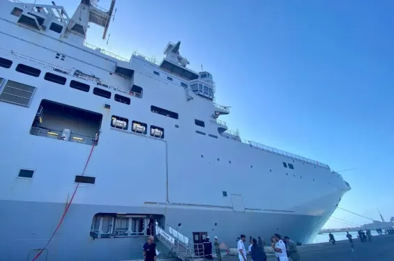 French warship Tonnerre docks in Casablanca for joint naval exercises and training