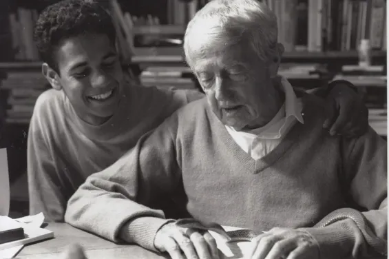 Karim Debbagh at 19 years old with Paul Bowles in Tangier