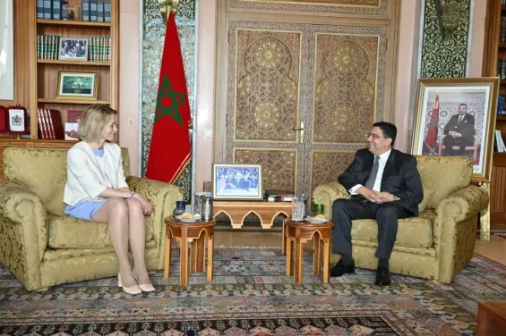 The Vice-President of the European Commission, Kaja Kallas, and the Moroccan Foreign Minister, Nasser Bourita
