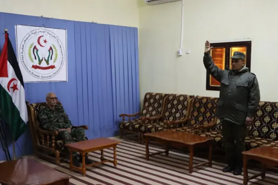 Lahbib Mohamed Abdelaziz alongside the Front’s leader, Brahim Ghali